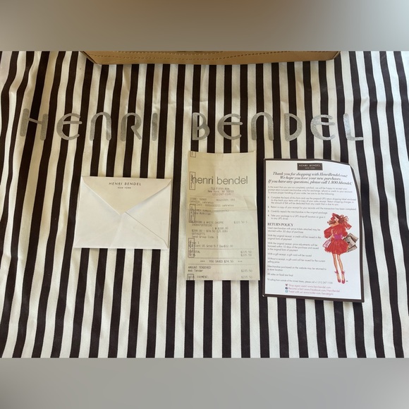 Henri Bendel Black and Tan Striped Tote includes dust bag and original receipt - Picture 9 of 9